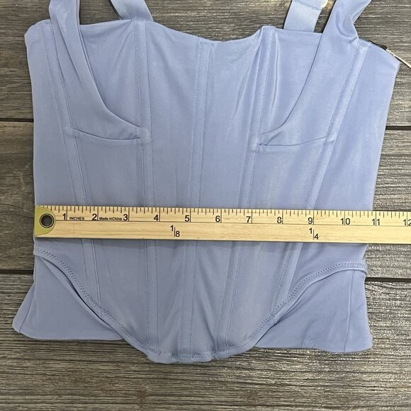 NWT FREE PEOPLE x HAH Knock Out Corset boudoir Top Size Small Blue Periwinkle - Picture 12 of 15